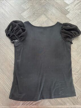 Ralph Lauren Black Puff-Sleeve Short Sleeve Tee